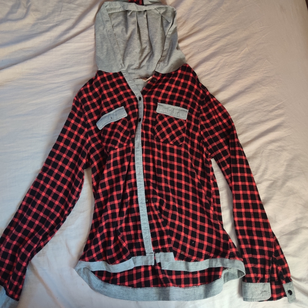 Passport Hooded button down flannel